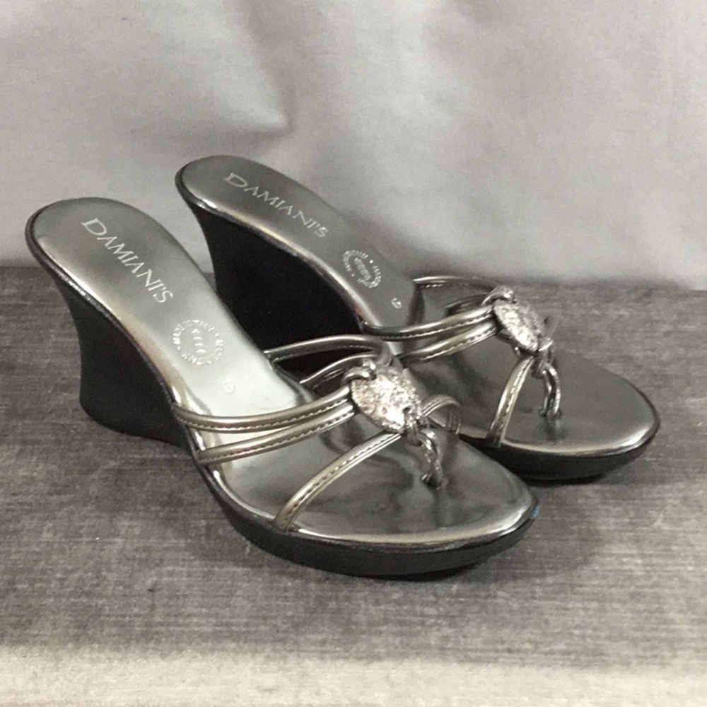 Damiani’s Metallic Wedge Sandals
